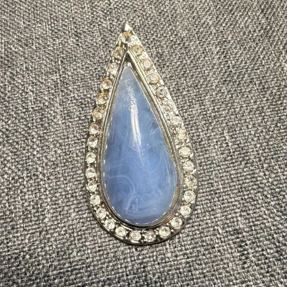 teardrop-shaped blue cabochon gemstone earrings
